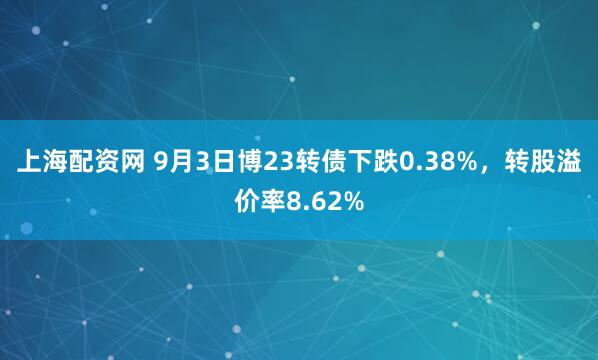 上海配资网 9月3日博23转债下跌0.38%，转股溢价率8.62%